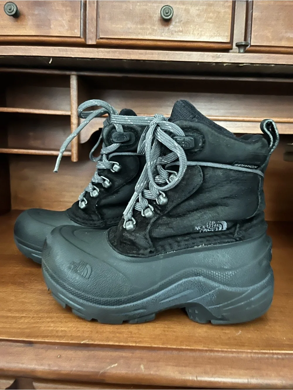 The North Face Black and Gray Kids Winter Boots